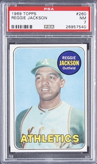 1969 Topps #260 Reggie Jackson Rookie Card - PSA NM 7